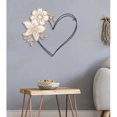 PANEL Z ŻELAZA I DREWNA HEART 50X2X45 cm MIN 2
